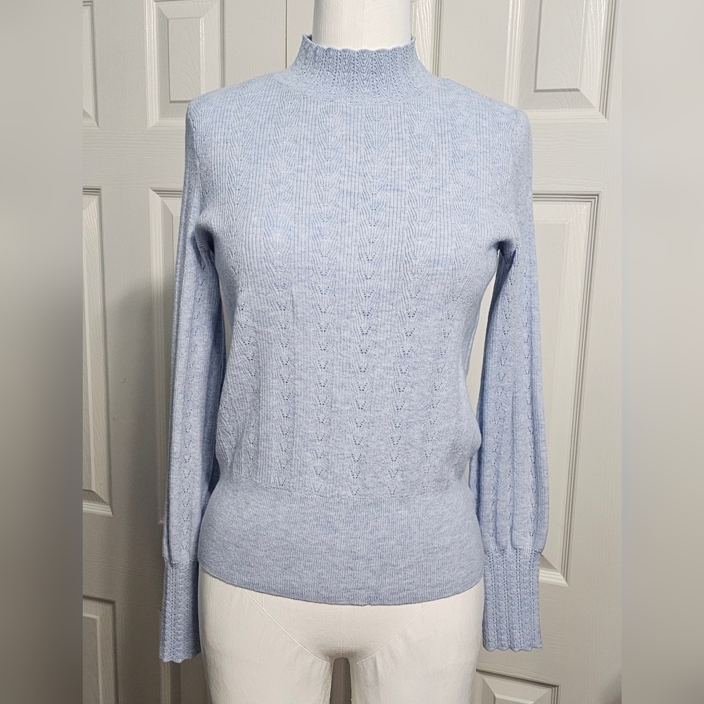 Lauren Conrad Women's Mockneck Long Sleeve Blue Sweater Size Small